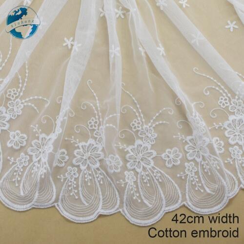 45cm white cotton embroided lace ribbon guipure trim wedding decoration DIY Accessories dolls lace african lace applique#3400