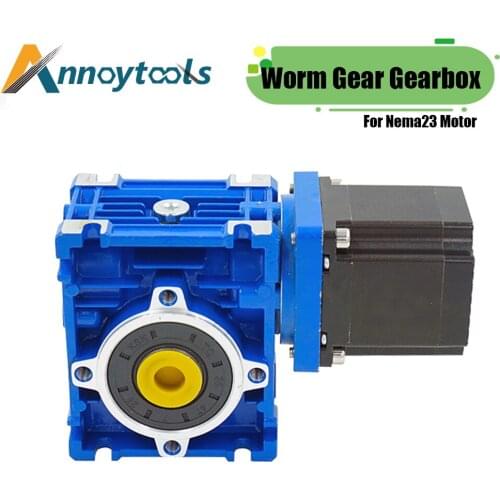 Worm Gear Gearbox For Nema23 Motor For 6.35/8mm Input Shaft NMRV030 Speed Reducer Ratio 5:1 to 80:1 With Shaft Sleeve Adaptor