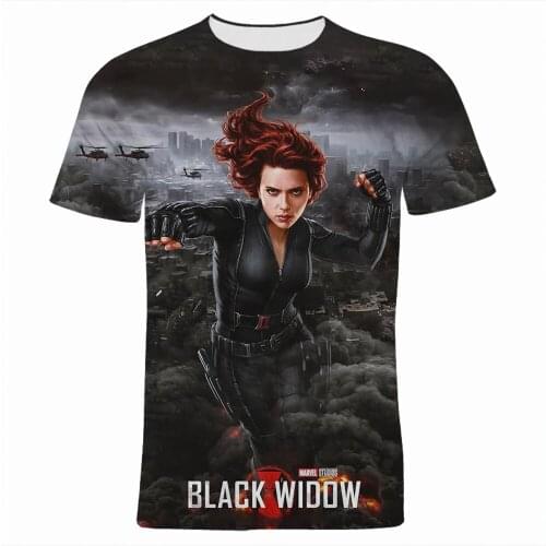 Black Widow 3D Printed Fashion Mens T-shirts Short Sleeve Summer Oversize T Shirt For Women Streetwear Children Clothing