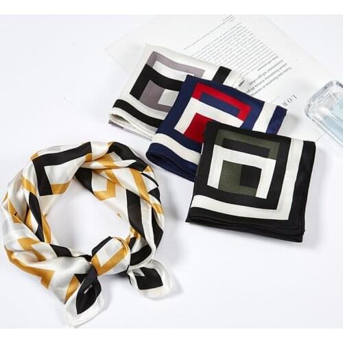 FXAASS Women Hijab Square Scarf Fashion Lady Retro Luxury 100% Mulberry Silk Scarf Shawls 52*52cm Animal Dot Cape Headband