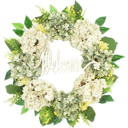 Hydrangea Front Door Wreath Artificial Flower Vintage Festival Supplies Spring 55cm Antique Wall Hanging Decorative Garland