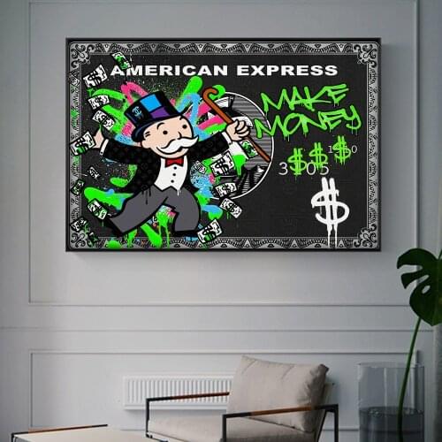 Graffiti Monopoly Man Posters And Prints Money Canvas Painting On Home Decor Abstract Street Art Wall Picture For Living Room