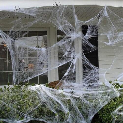Halloween Stretch Spider Webs Indoor & Outdoor Spooky Cobweb for Ghost Party Doorway Livingroom Decoration Supplies
