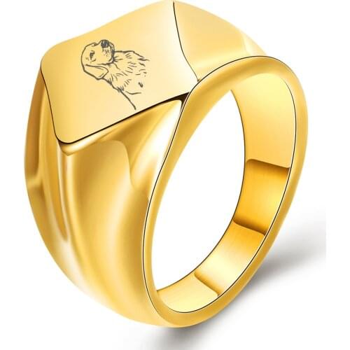 HNSP Punk Animal Dog Seal Stainless Steel Ring For Men Women Gift