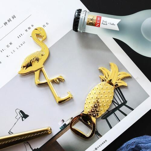Creative Metal Flamingo Pineapple Bottle Opener Beer Wine Bottle Opener Key Ring Decor Cute Wedding Favor Gift Kitchen Bar Tools
