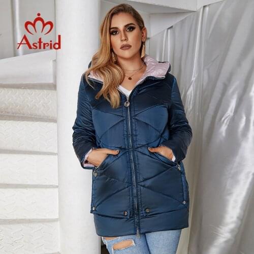 2021 Astrid winter jacket women Plus Size ontrast color Waterproof fabric with cap thick cotton clothing warm women parka M-2090