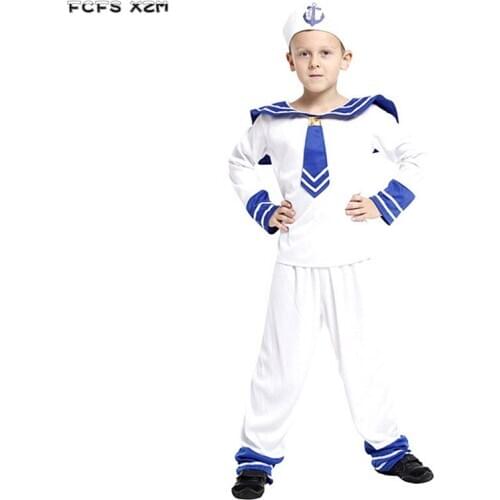 M-XL Boys Sailor Cosplay Kids Halloween Navy Costumes Childrens day Purim Carnival Christmas Masquerade Stage play party dress