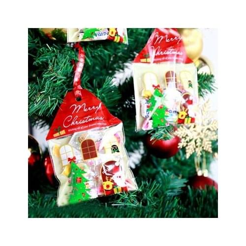 Small house shape Christmas Cookie Bags,Cellophane Bags, Self-adhesive Plastic Bags 300pcs/lot