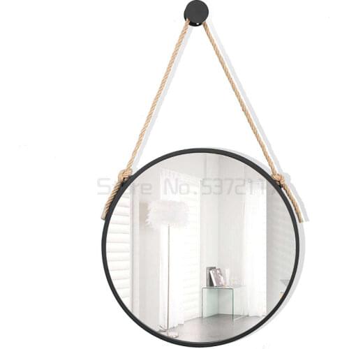 Nordic bathroom iron wall mirror bathroom round bathroom mirror household bedroom fashion simple dressing mirror