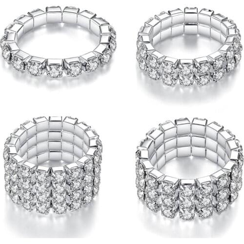 New Product with Elastic and Retractable Rim Zircom Stitching Rings for Women Elastic Ring DIY Hip Hop Men Ring Multi-layer