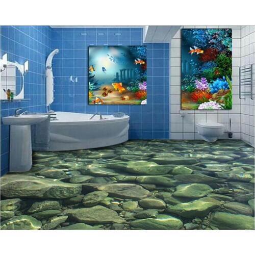Beibehang Custom floor wallpaper cobblestone 3d living room bathroom wallpaper PVC self - adhesive home decoration 3d flooring
