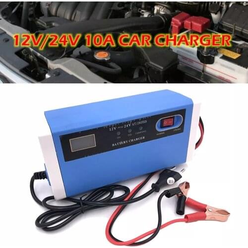 Full Automatic Car Charger 110V 220V To 12V 24V 10A Smart Fast Power Charging For Wet Dry AGM Gel Lead Acid Battery LCD Display