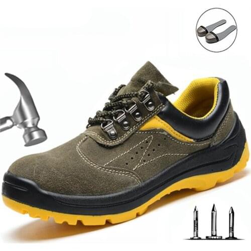 Work Shoes Men High-quality Velvet Leather Safety Shoes Steel Head Tamper-proof Stab-resistant Shoes Wear Non-slip Work Boots