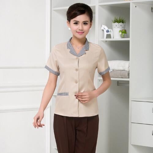 Property Cleaners Working Clothes Uniform Summer Women Female Short-sleeved Cleaning Aunts Overalls Hotel Rooms Costumes H2471