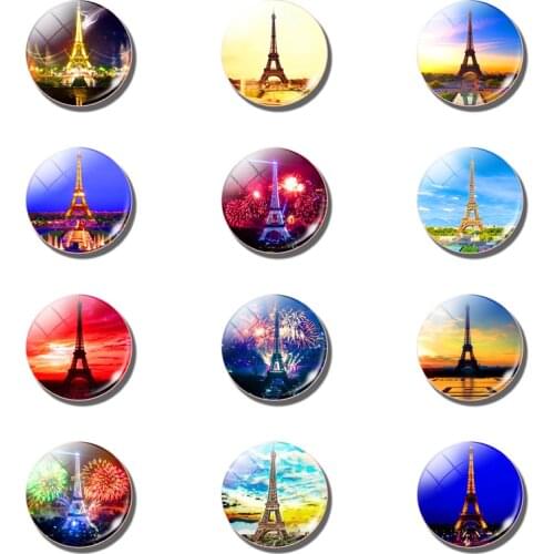 Love In Paris 30 MM Fridge Magnet Souvenir Eiffel Tower Fireworks Light Glass Dome Magnetic Refrigerator Stickers Home Decor