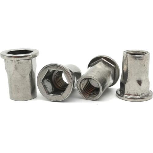SUS304 Flat head hex rivet nut Stainless steel Blind rivet nut M4 M5 M6 M8 M10 M12 Insert nut