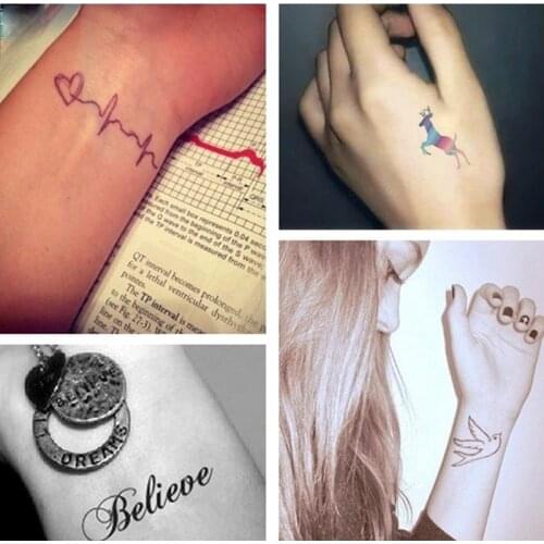 Cool Letter Temporary Leaves Tattoo Branch Flower Waterproof Tattoo Women Body Art Arm Finger Small Size Tatto Stickers Men Hand