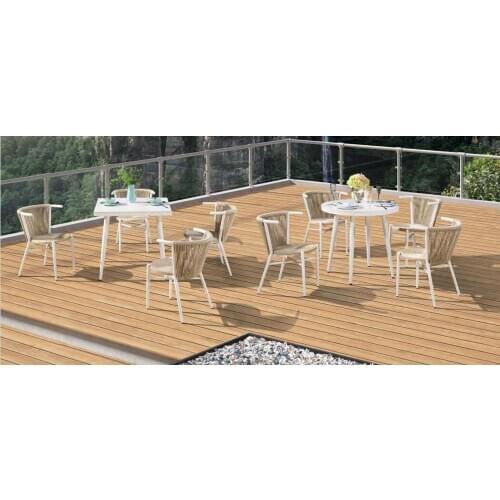 Outdoor rattan chair table set combination,square table and round table, outdoor PE rattan table and chair set for balcony villa
