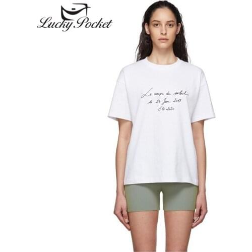 Women Summer Casual Letter Embroidery Cotton Short Sleeve T-Shirt Female O-Neck Oversize White Tees Lovers Plus Size Tops ML60