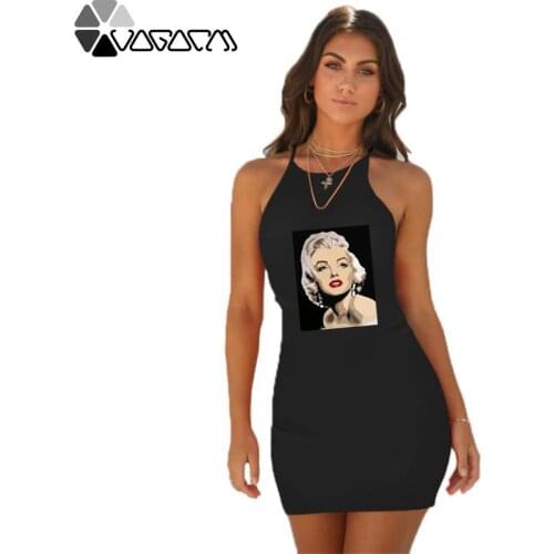 Women Clothes 2020 Dress Sexy Marilyn Monroe Print Night Club Dress Vestidos Bodycon Evening Party Mini Dress Mujer