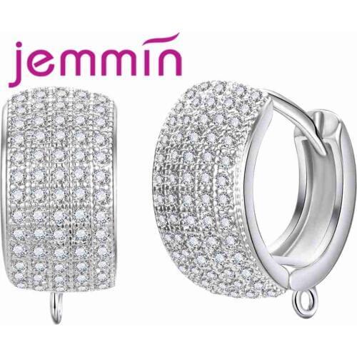 Luxury Big Wide 925 Sterling Silver Hoop Earrings Accessories Exquisite Women Girl Jewelry Top Quality Cubic Zirconia