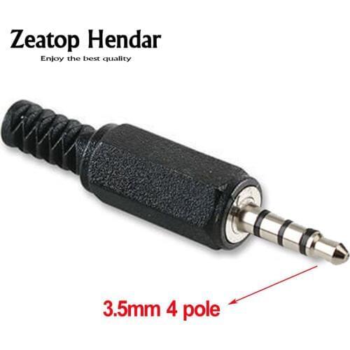 100 PCS DIY 3.5mm 4 pole Stereo TRRS solder Audio Video Male Plug Jack connector Replacement Black