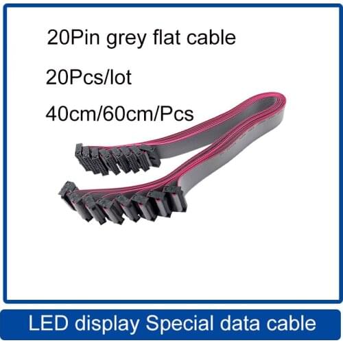 20Pcs 40cm60cm 20 Pin Tinned Copper Gray Flat Wire 2.54mm Spacing Data Transmission Signal Line,20P Gray Flat Ribbon Data Cable