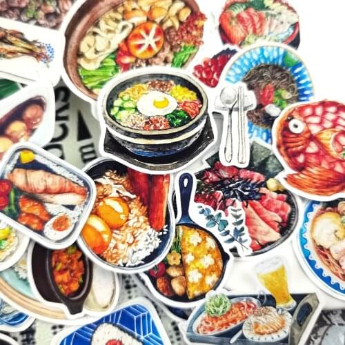 35pcs Kawaii watercolor Japanese Sushi food sticker decoration dry glue /hand book Diary stationery journal stickers