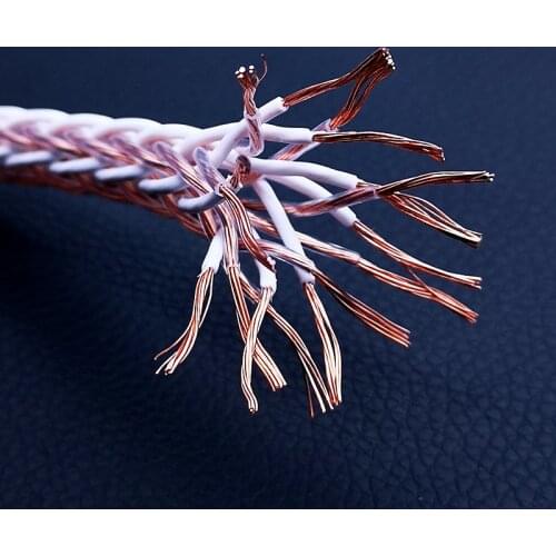AHSY Per Meter HIFI 8TC 7N OCC Pure Copper Speaker Cable Hi-End Audio Speaker Wire Loudspeaker Cable