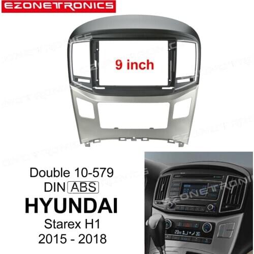 2Din Car DVD Frame Audio Fitting Adaptor Dash Trim Kits Facia Panel 9" For Hyundai Starex H1 2015-2018 Double Din Radio Player