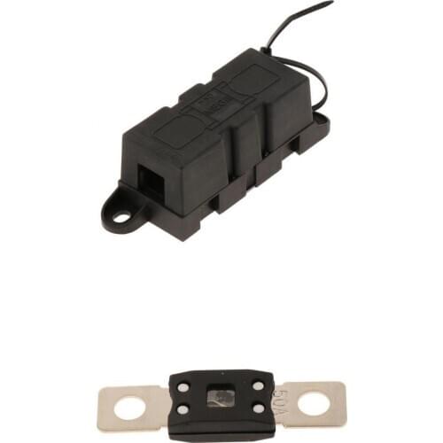 Bolt Down Mega Fuse 50A 32V + Mega Fuse Holder Box for Automotive, Forklift, Van, Marine, Truck, Boat, RV
