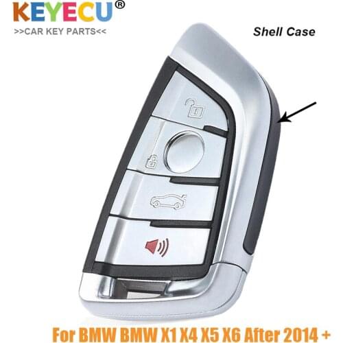 KEYECU Smart Remote Key Shell Case for BMW X1 X4 X5 X6 2014 2015 2016 2017 2018, Fob 4 Buttons - No Colorful Stripe - NBGIDGNG1