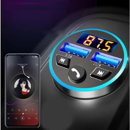 FM Transmitter Bluetooth-compatible 5.0 Car Kit Stereo Handsfree Aux Mp3 Player USB Type C PD Fast Charging FM