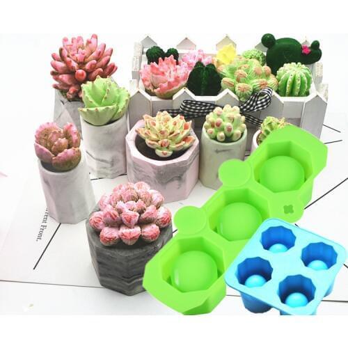 Mini Concrete Flower pot molds Succulent plants Plaster pot mold Ice cube mold silicone ice mold