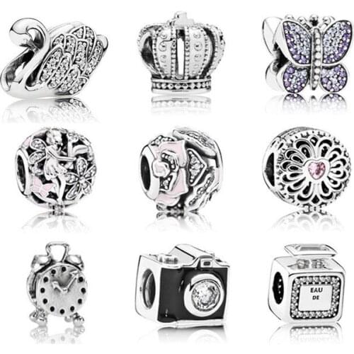 NEW 100% Genuine 925 Sterling Silver Retro camera alarm clock bead Fit Bracelet DIY bracelet The factory wholesale