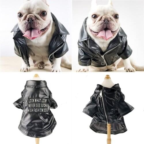 French Bulldog Clothes Leather Coat Jacket Winter Dog Clothing Schnauzer Pug Dog Costume Dropshipping Frenchies Dog Apparel