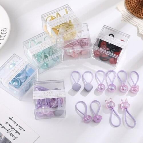 10 Pieces/Box Korea Style Solid Candy Color Hair Ropes Heart Star Bear Elastic Hair Bands Hair Ties For Kids Baby Girls