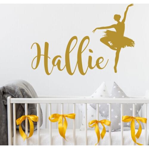 Personalized Girls Name Ballerina Wall Decal Vinyl Home Decor Dance Ballet Dancer Baby Bedroom Nursery Sticker Housewares S051