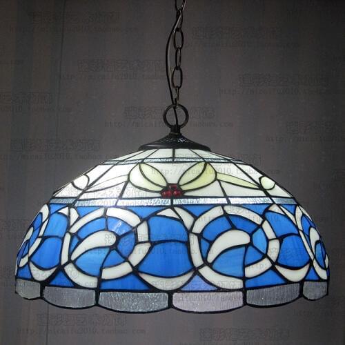 16inch Tiffany Baroque Stained Glass Suspended Luminaire E27 110-240V Chain Pendant lights for Home Parlor Dining Room