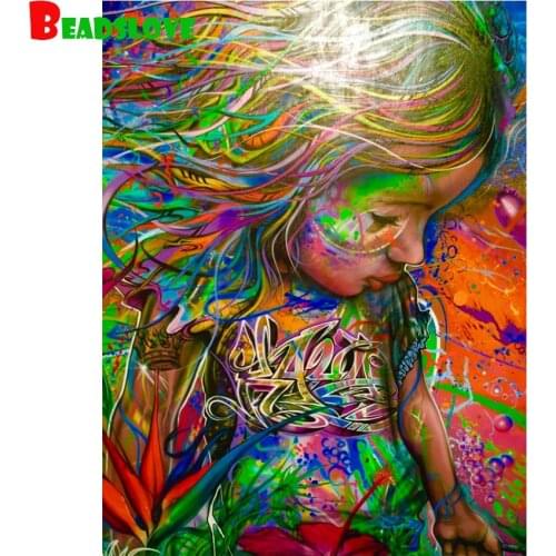 Full Drill Landscape Mosaic Round Square Diamond Painting Graffiti girl Diamond Embroidery Cross Stitch Kit Diamond Cross Stitch