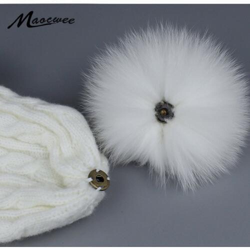 Real Fox Fur Pompom For Women Hats Fur Pom Poms for Hats Caps Big Natural Raccoon Fur Pompon Ball For Hats Winter Accessories