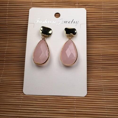 New Natural Agates Earrings A Pair Water Drop Shape Section for Women Wearing Jewelry Earrings Best Gift Size 16x30mm