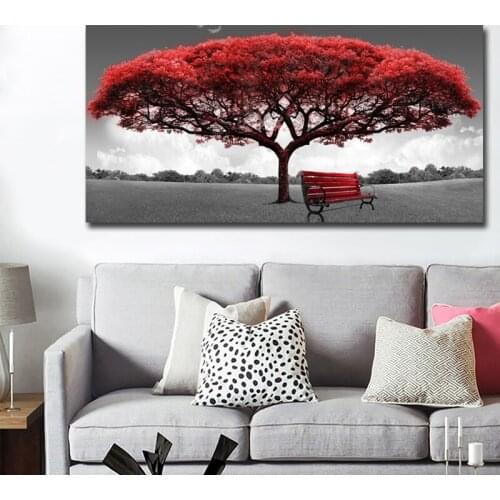 Modern Red Money Tree Wall Art Canvas Posters Prints Wall Pictures For Office Living Room Home Decor Artwork