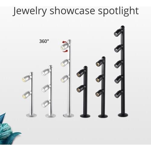 LED spotlight Desk Stand Pole Post Lamp Spotlight Jewelry Phone Store Showcase Display Case sliver black AC220V