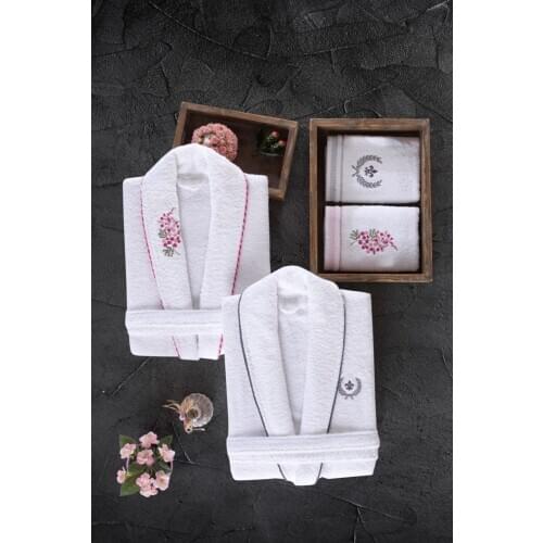 Turkish Bathrobe Set %100 Cotton Women and Men Robe Set Shower Clothes Long Sleepwear Conjuntos de Roupão رداء مجموعات