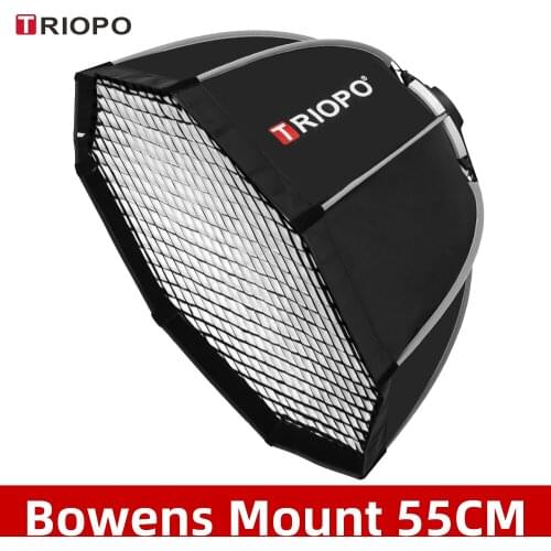 Triopo K55 55cm Photo Portabe Bowens Mount Octagon Umbrella Softbox + Honeycomb Grid Outdoor Soft Box for Studio Strobe
