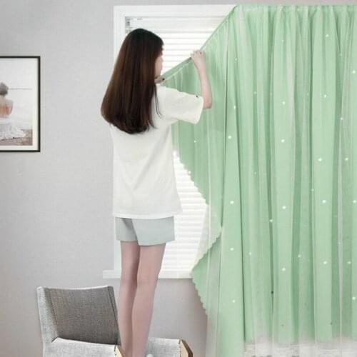 1pcs New Punch-free European and American Net Red Curtains Bedroom Bay Window Simple Shading Rental House Shade Cloth F8287