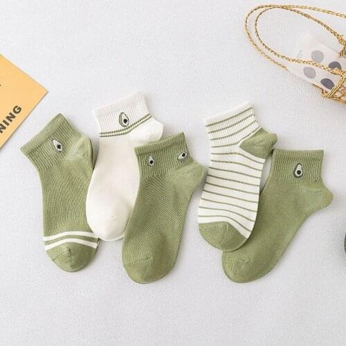 Green Yellow Pink Fruit Series Socks 2021 New Kawaii Avocado Boat Socks Banana Grape Socks Cotton Sock Calcetines Femme