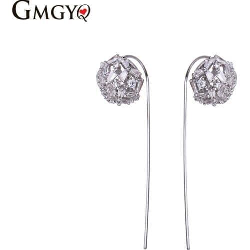 GMGYQ AAA Cubic Zirconia Long Tassel Round Hood Earrings For Women Bohemian Wedding Earrings Fashion Jewelry Graduation Gift