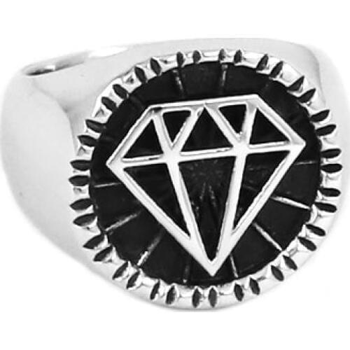 Wholesale Irregular Pentagon Ring 316L Stainless Steel Jewelry Silver Color Fashion Carved Motor Biker Ring For Women SWR0651A